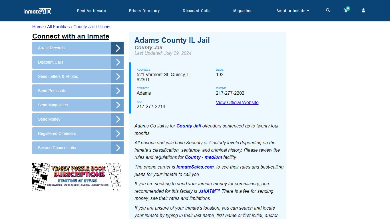 Adams County IL Jail - Inmate Locator