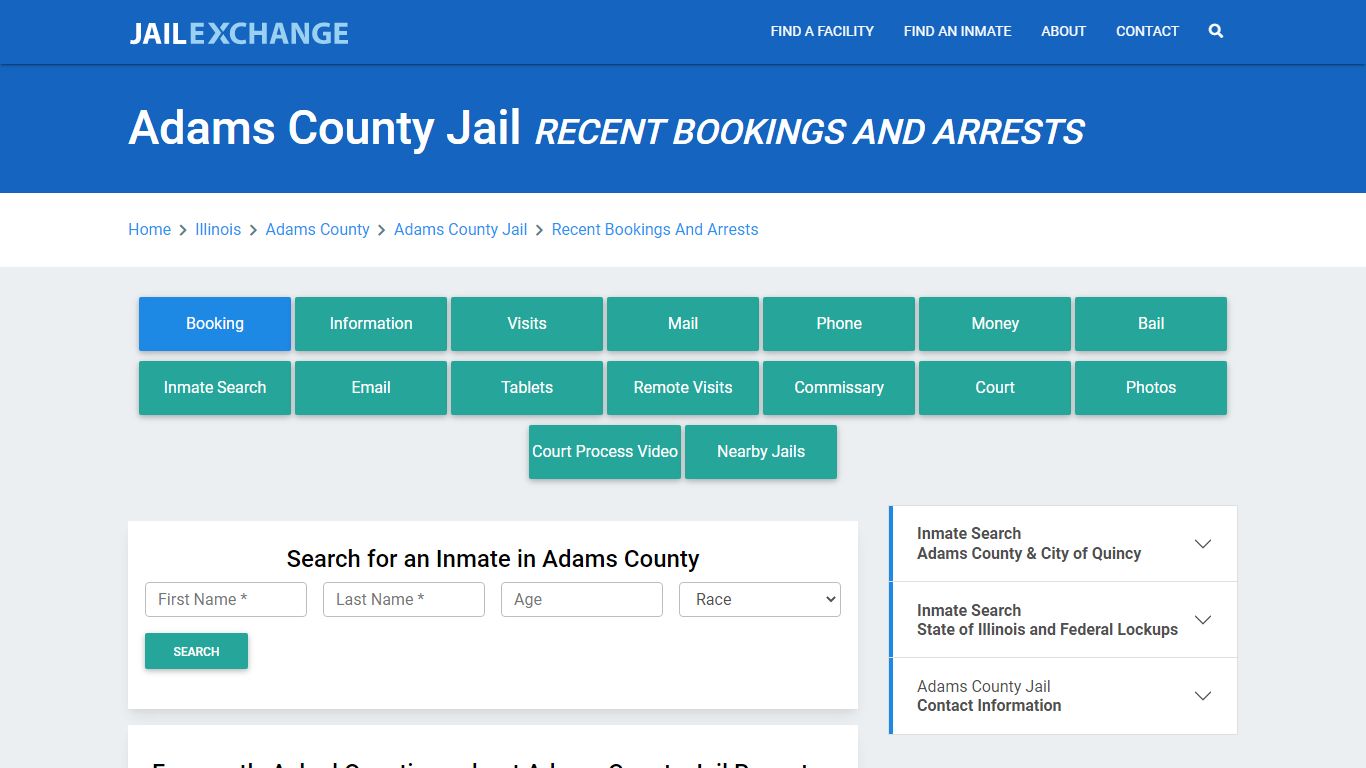 Adams County Jail IL Recent Arrests and Bookings - Jail Exchange